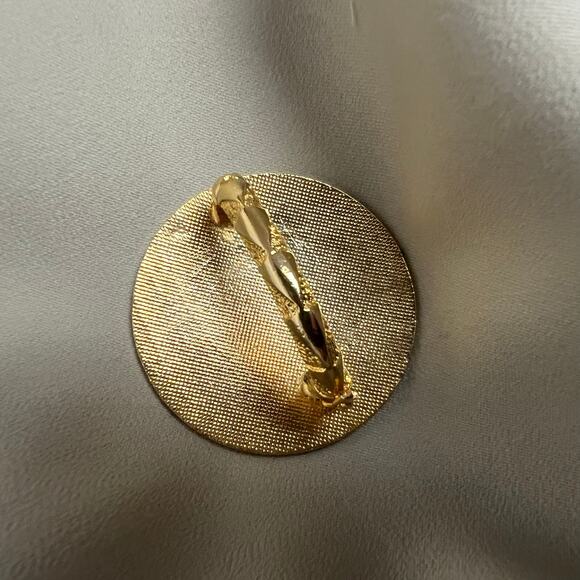 Vintage 60s Cloisonné Hibiscus Scarf Clip | Floral Enamel - Picture 2 of 6